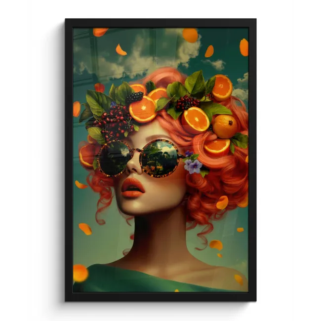 Poster met lijst - Vrouw - Sinaasappel - Bessen - Oranje