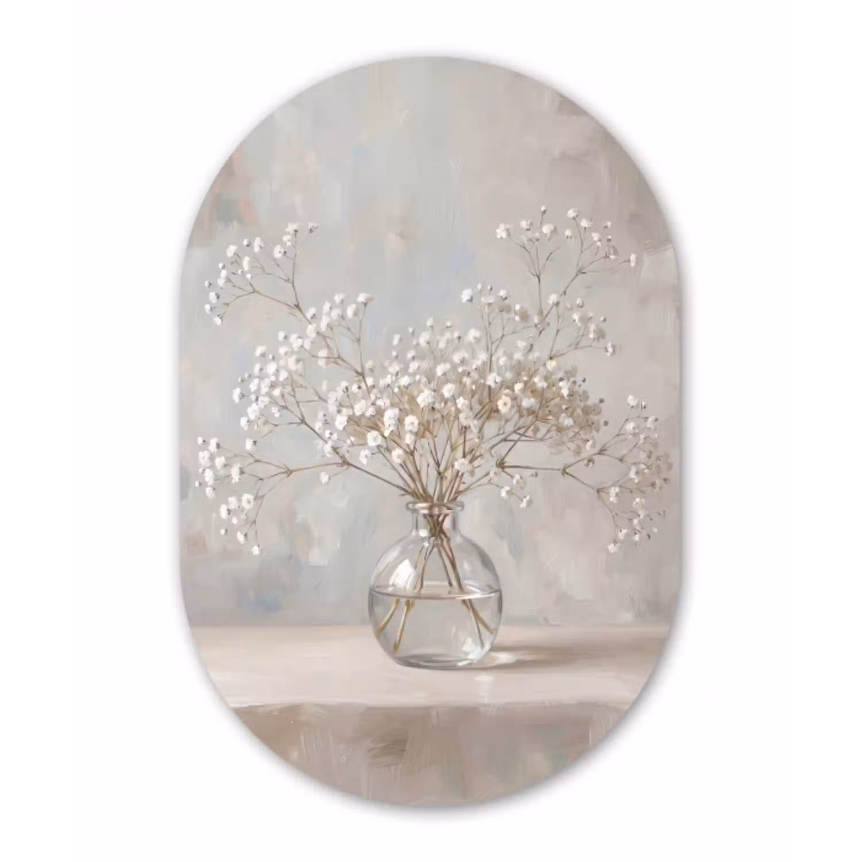 Vaas - Gipskruid - Wit Wandcirkel Ovaal Aluminium middel -3d
