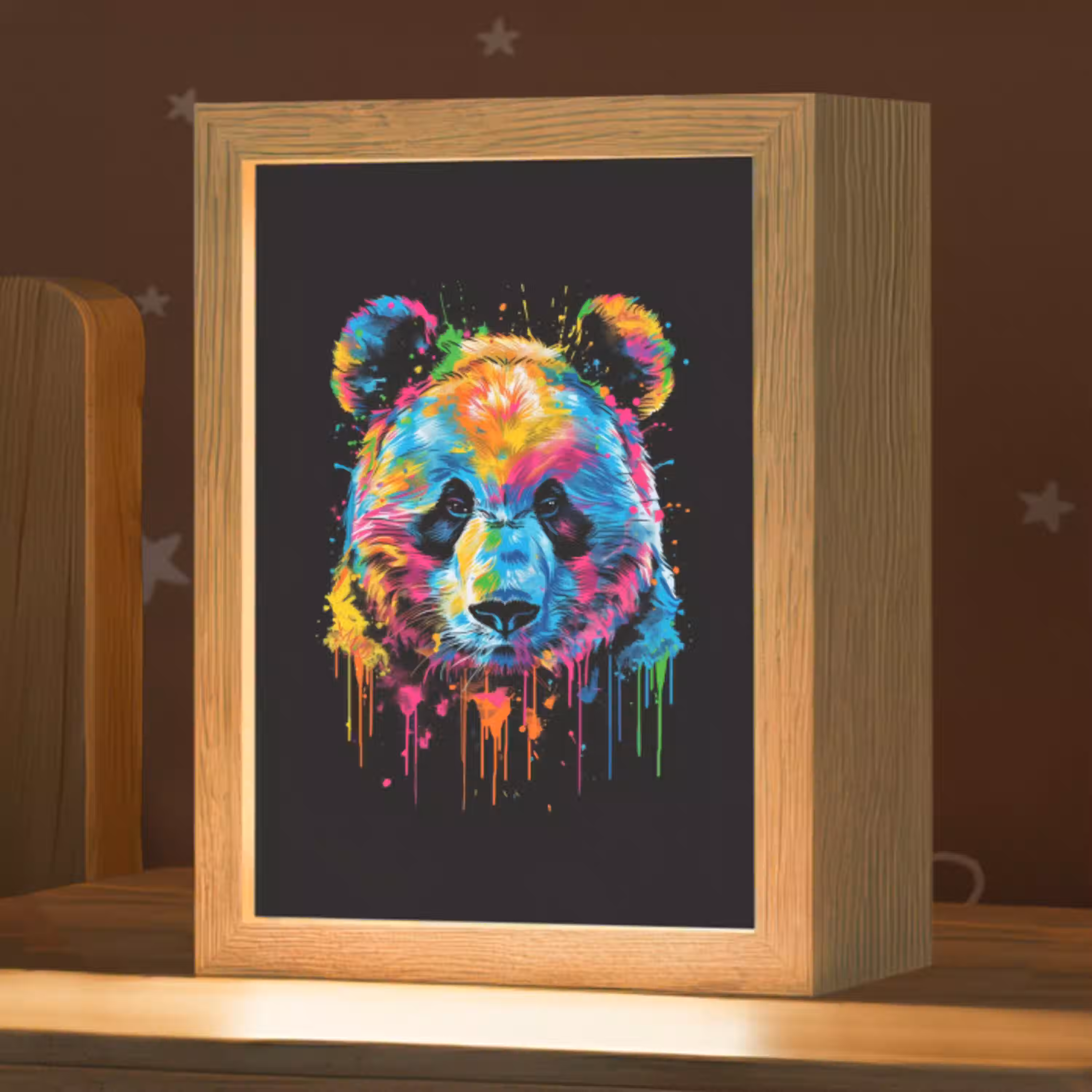 Panda - Dieren - Kleur - Verf - Zwart Light Box met kabel klein -zzz_3d_website