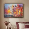 Grachtenpanden - Kunst - Schilderij - Amsterdam Textielframe zwart klein -sfeer1