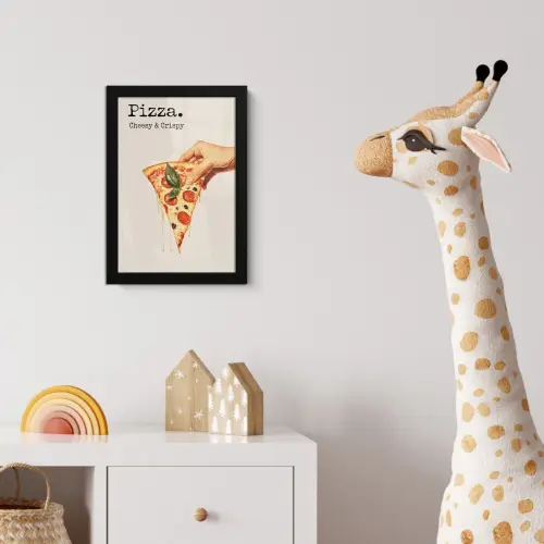 Pizza - Kaas - Pepperoni fotolijst zwart zonder passe partout klein -usfeer4_kinderkamer