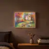 Landschap - Kleurrijk - Olieverf - Kunst Light Box met batterij (Wandlamp) middel -sfeer4