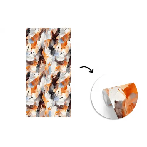 Penseelstreken - Oranje - Grijs fotobehang vinyl groot 64 -3d