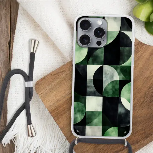 Abstract - Groen - Vormen Hoesje iPhone 16 Pro Max met koord klein -sfeer4