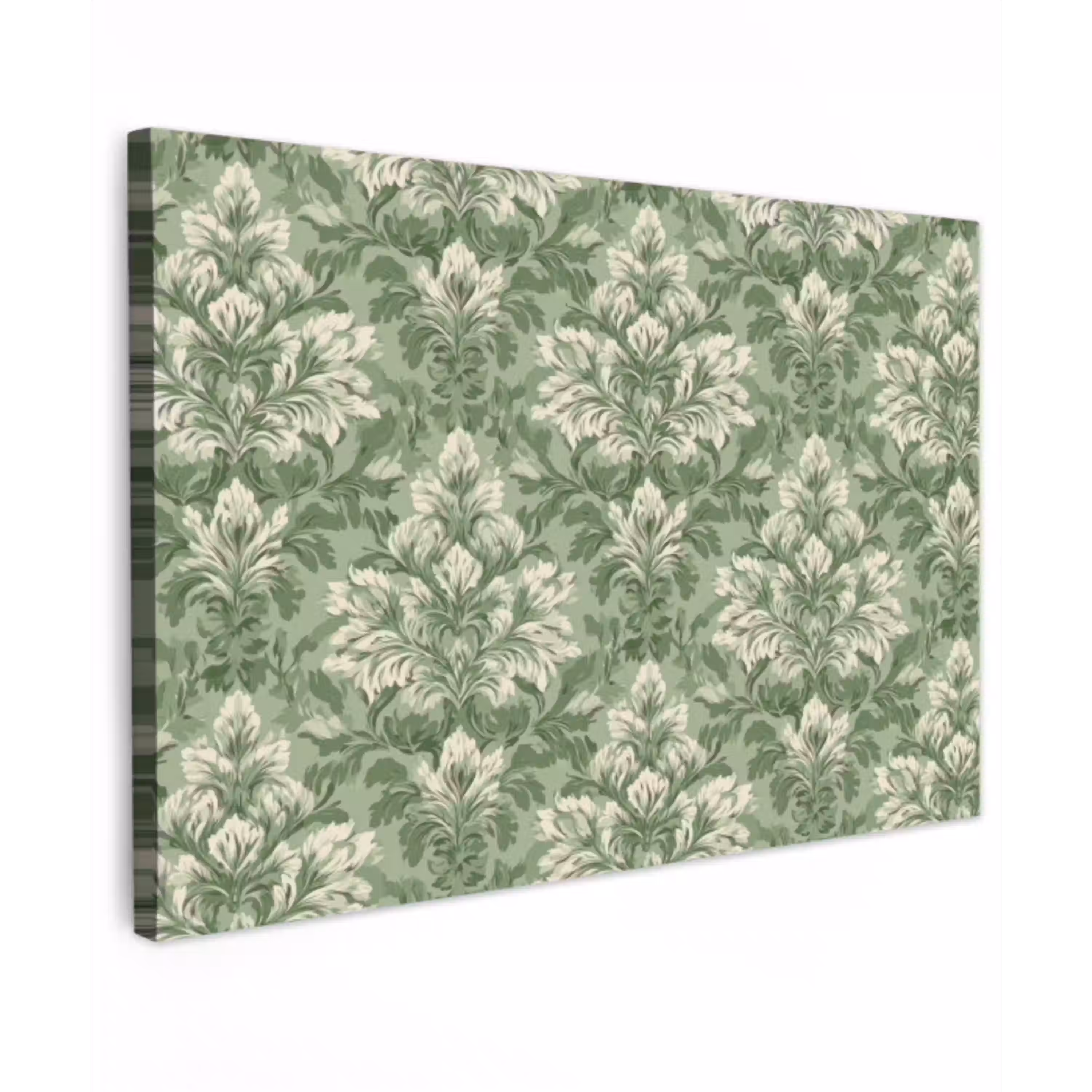 Sierlijk - Lichtgroen - Planten - Patroon - Getailleerd canvas 2cm klein 34 -z3d