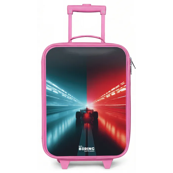 Baan - Raceauto - Neon - Rood Kinderkoffer - Roze klein -zz3dotto
