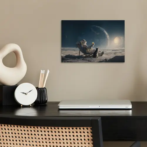 Maan - Kat - Astronaut - Ruimte poster papier klein -sfeer1