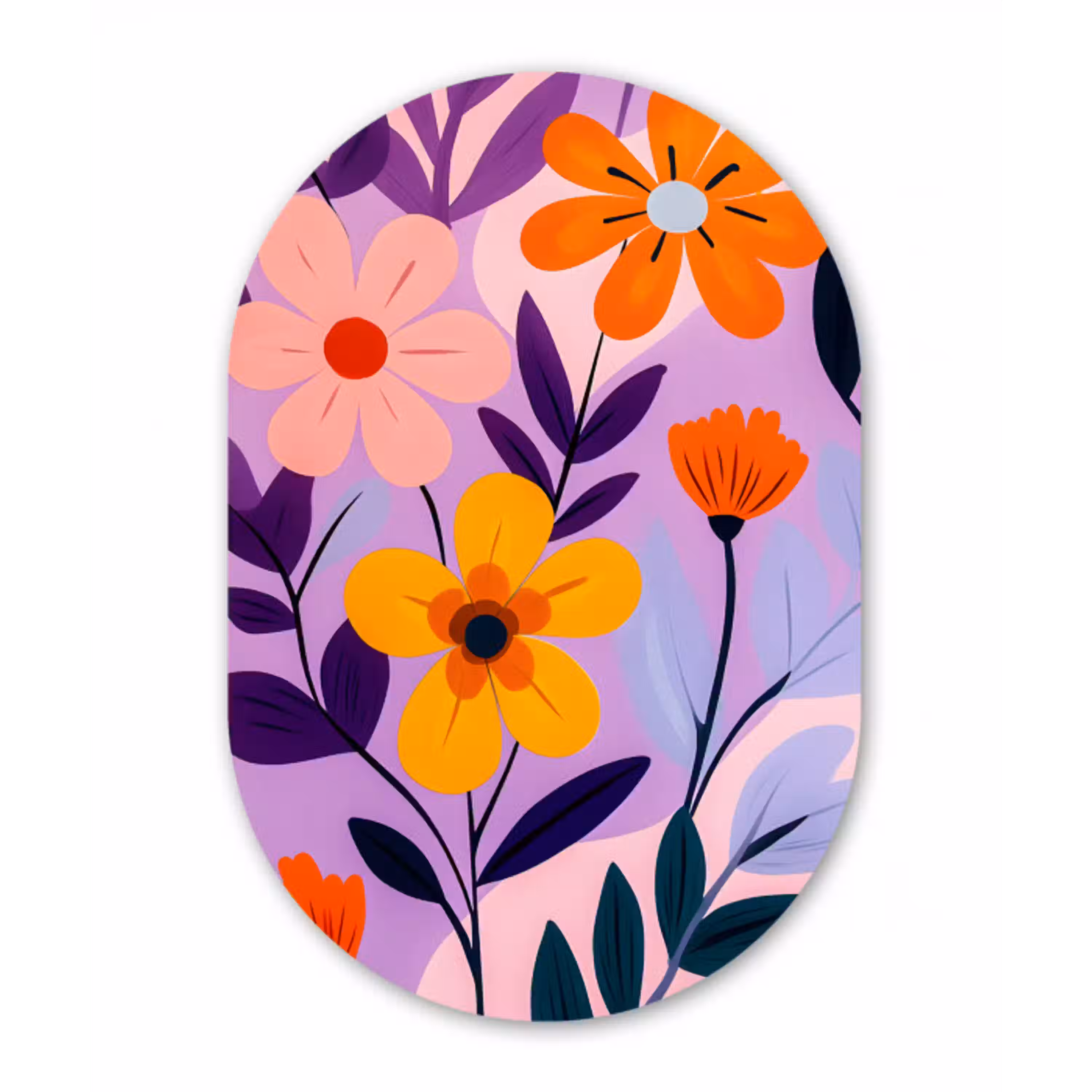 Bloemen - Kleurrijk - Bladeren Wandcirkel Ovaal Aluminium middel -3d
