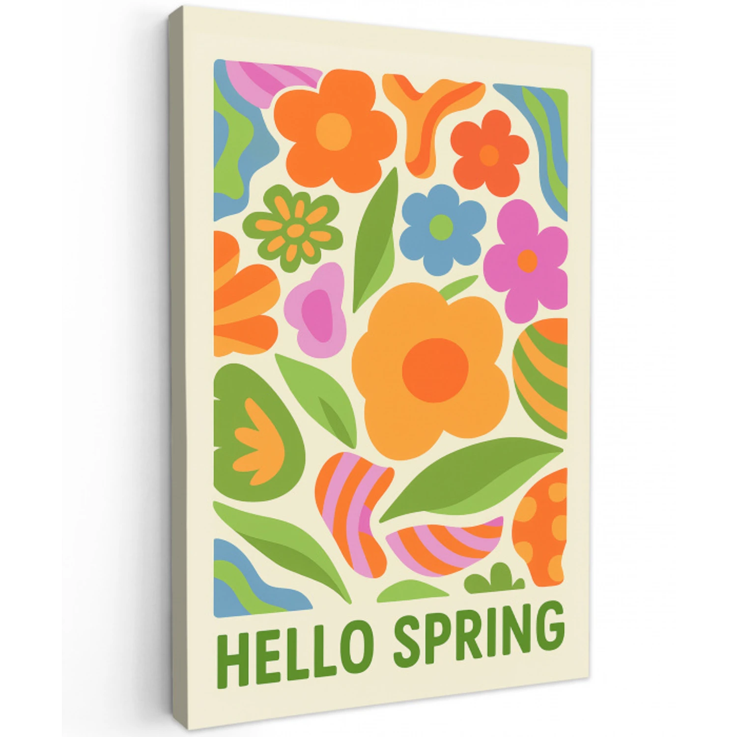 Illustratie - Bloemen - Quote - Kleurrijk Tuinposter op houten frame 2 cm dik klein -3d