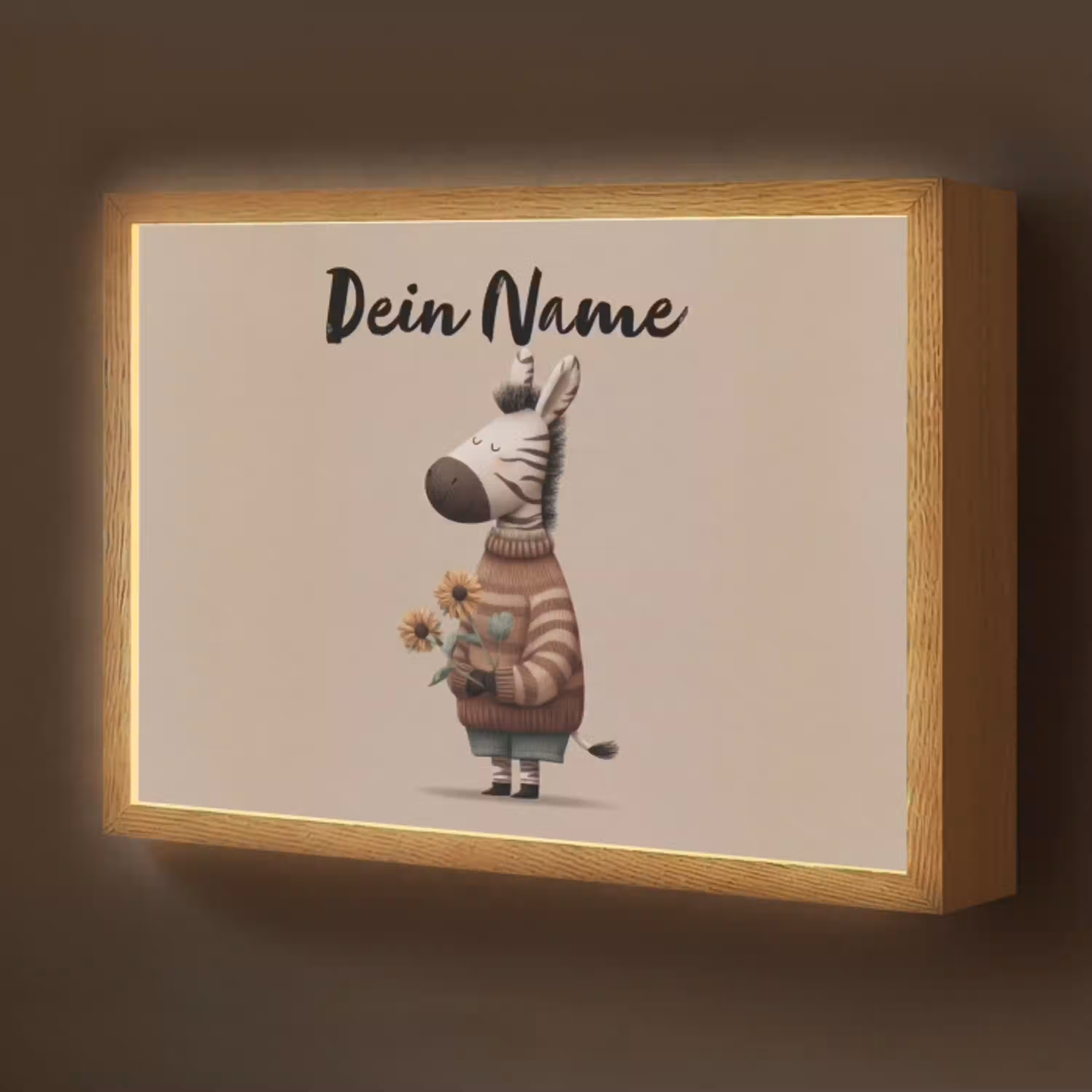 Zebra - Zonnebloemen - Warm Light Box met batterij (Wandlamp kind) middel -z3d_website
