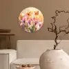 Vlinders - Oranje - Bloemen Wandcirkel kunststof plaat 5mm dik klein -sfeer1