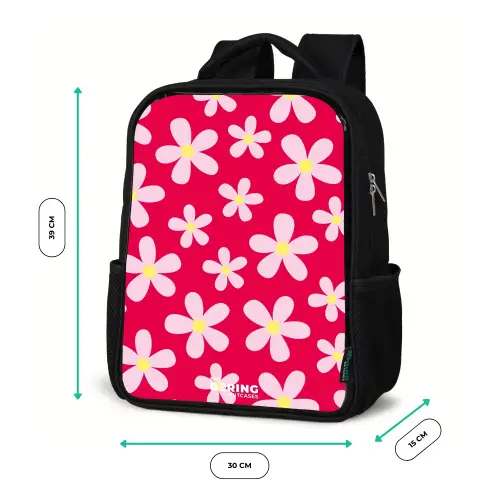 Madeliefjesmania hotpink Rugzak - Zwart middel -productfoto_formaten
