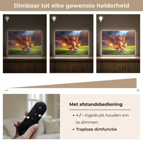 Draak - Voetbal - Vuur - Stadion Light Box met batterij (Wandlamp kind) middel -USP_dimbaarNL