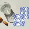 Cirkels - Bloemen - Blauw onderzetter kurk middel 366 -sfeer4