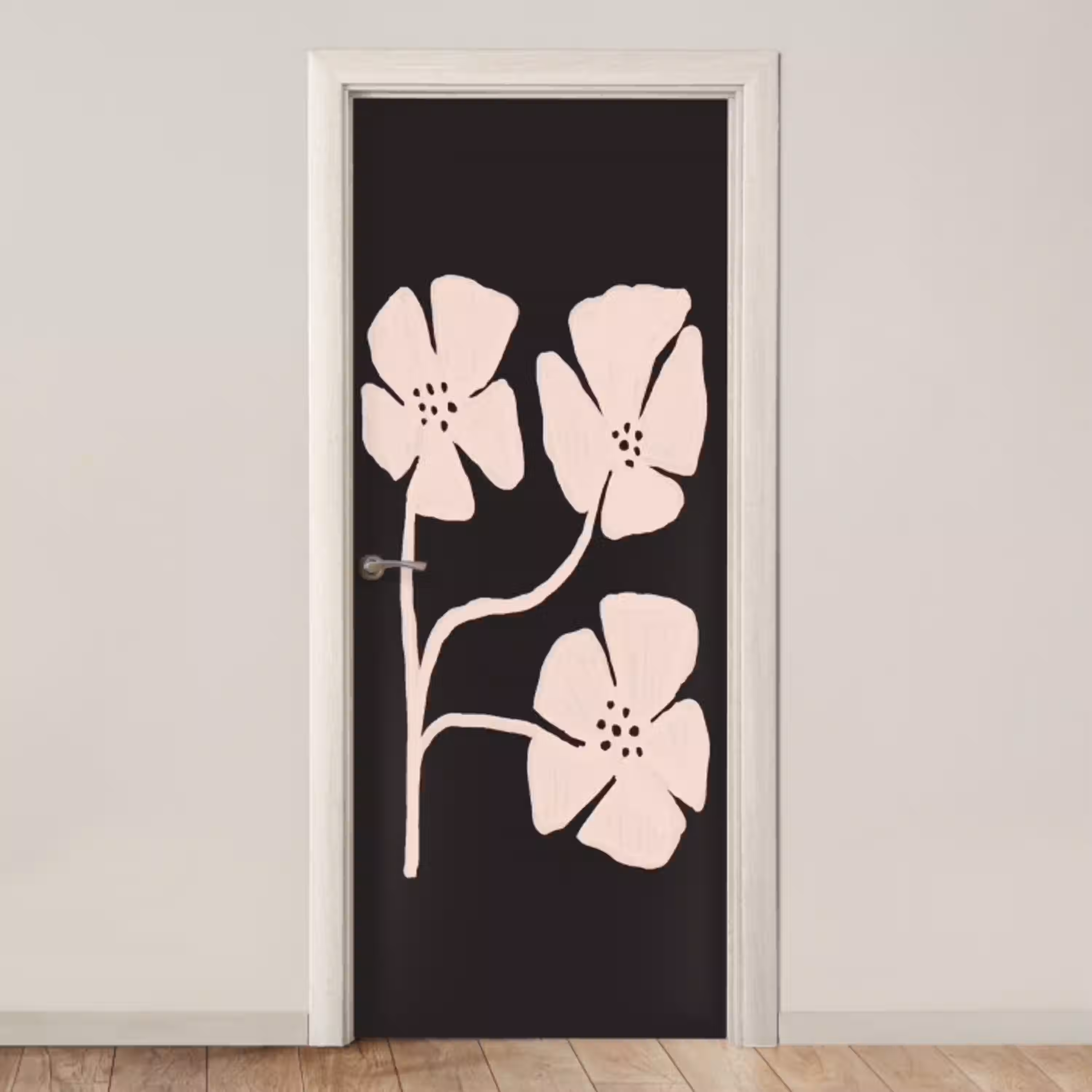 Bloemen - Bohemian - Pastel - Kunst deurposter klein -3d_beige