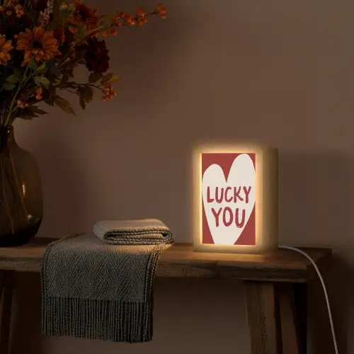 Lucky - Hart - Rood Light Box met kabel (Wandlamp) klein -sfeer4