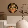 Vrouw - Cleopatra - Goud - Sieraden - Make up - Luxe Wandcirkel kunststof plaat 5mm dik klein -sfeer1