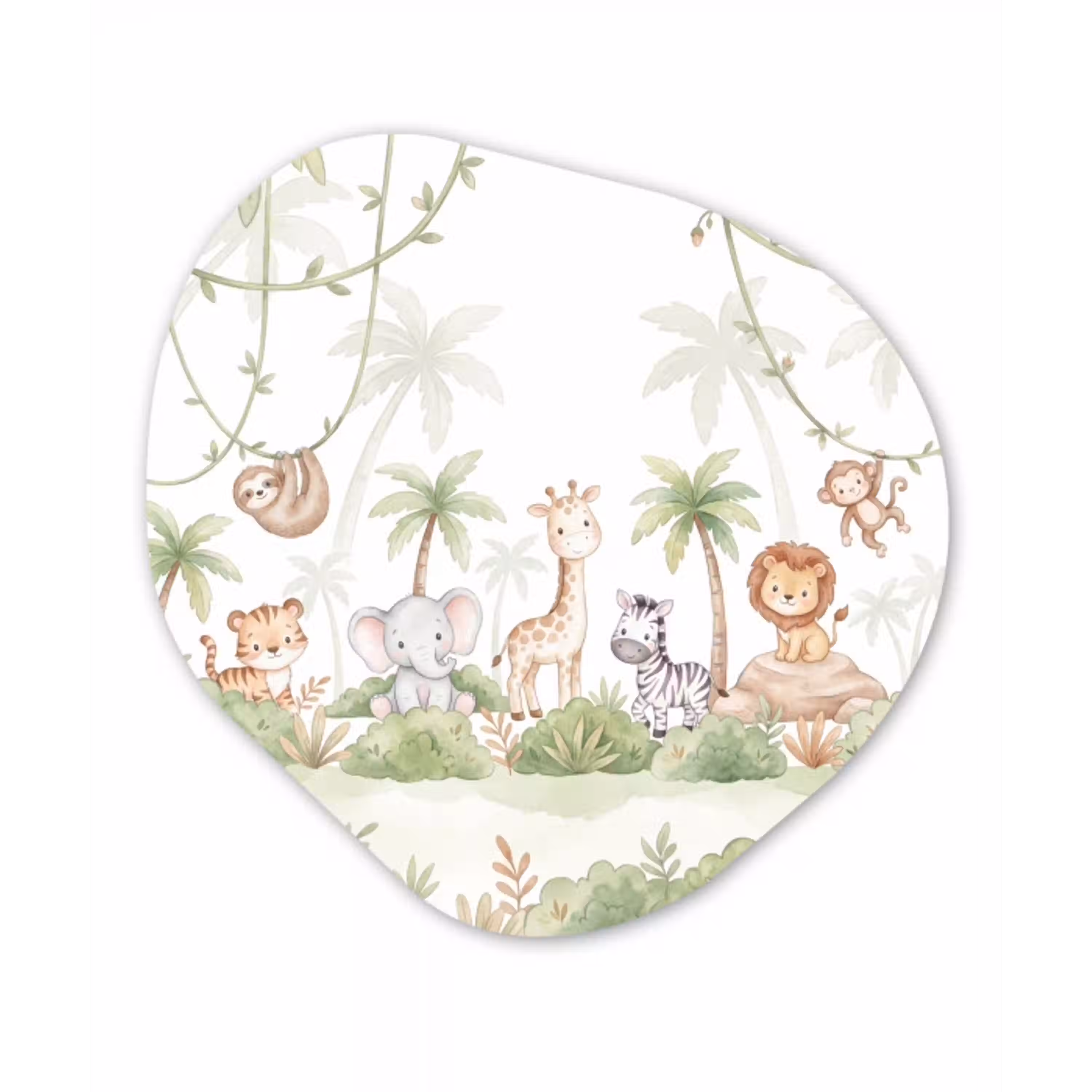 Dieren - Jungle - Pastel Wandcirkel Organisch Aluminium middel -3d