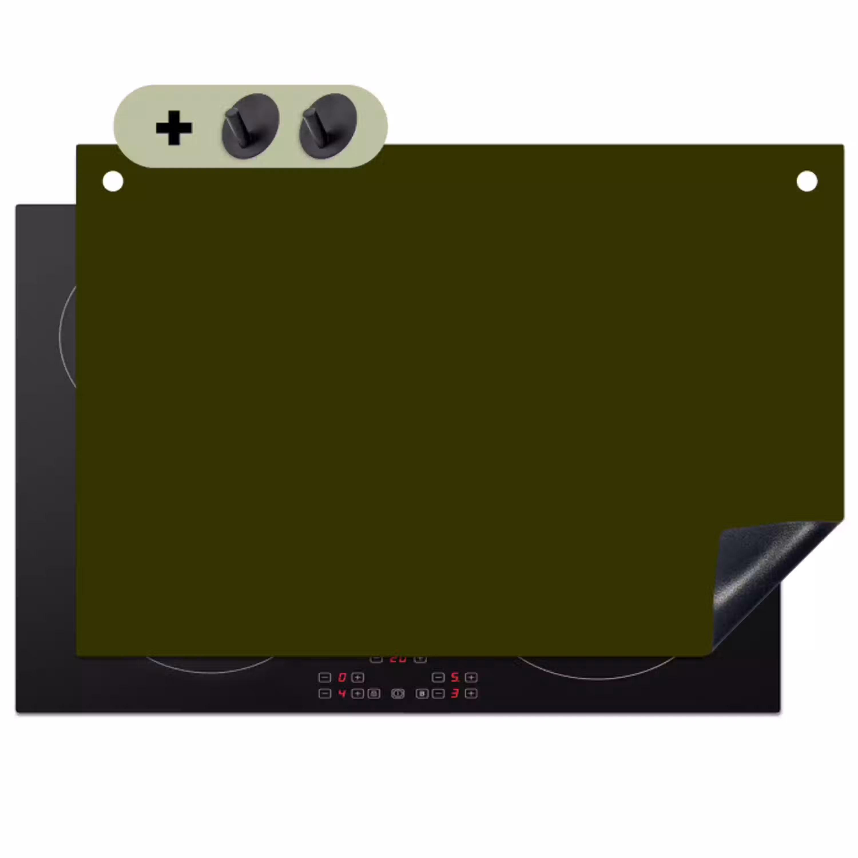 Dark  - Olive - Groen Inductie beschemer met haakjes klein 777 -3d