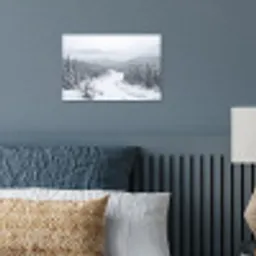 Rivier - Bevroren - Landschap - Winter poster papier klein -sfeer2
