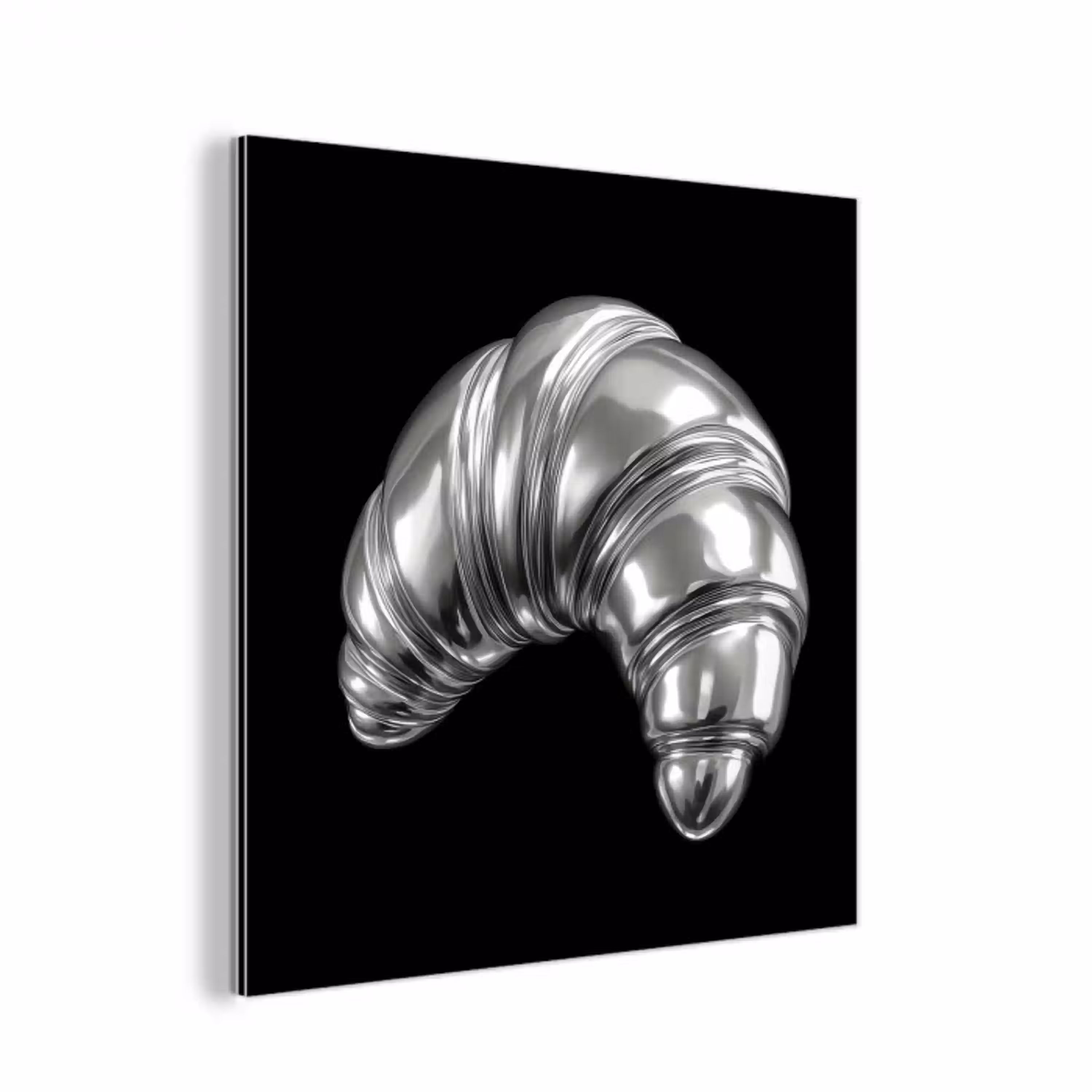 Croissant - Metaal - Zilver aluminium wit klein -3d
