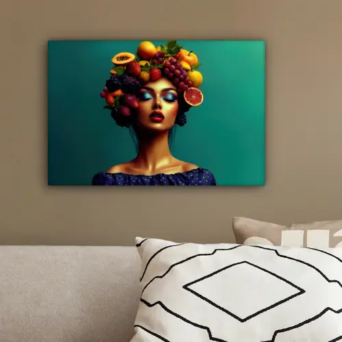 Vrouw - Hoodtooi - Tropisch - Fruit - Druiven canvas 2cm klein -sfeer3