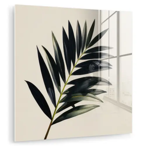 Palmblad - Subtiel - Groen - beige plexiglas 5mm klein -zzzproduct_nieuw