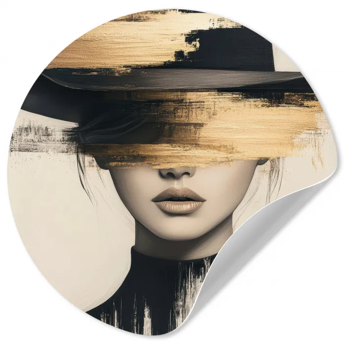 Vrouw - Hoed - Verf Wandcirkel behangsticker klein -3d