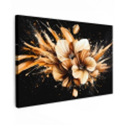 Bloemen - Goud - Graffiti - Zwart - Abstract Tuinposter op houten frame 2 cm dik klein -3d