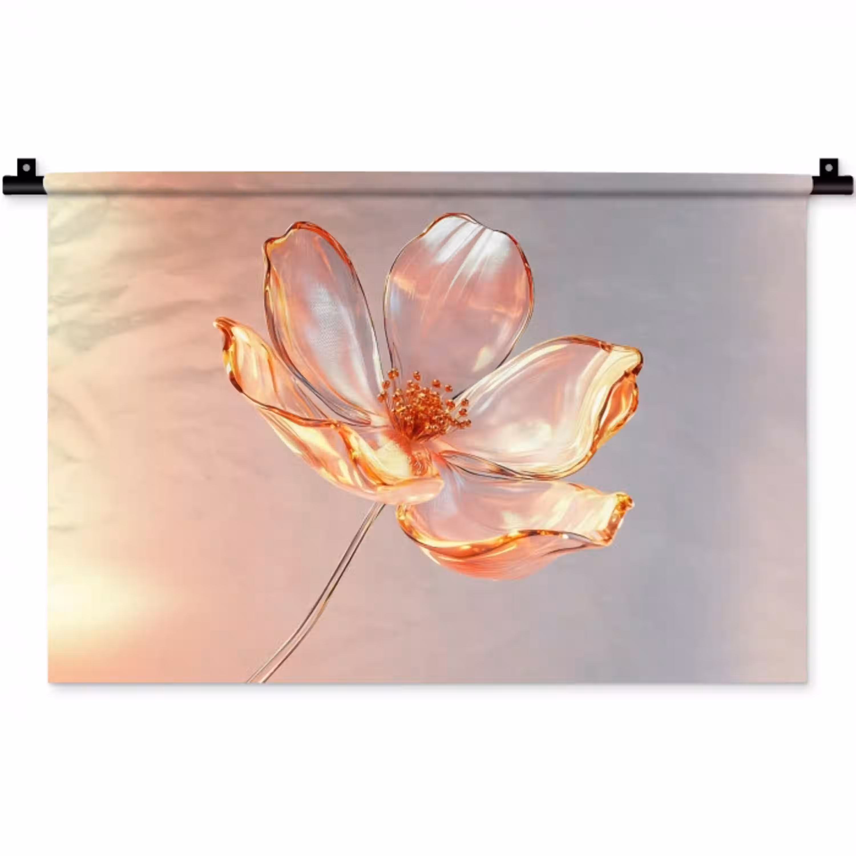 Glazen - Bloem - Roze Wandkleed katoen klein -zz3d
