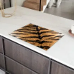 Realistisch - Tijgervacht - Zwart Inductie beschermer vinyl 3mm klein -sfeer8