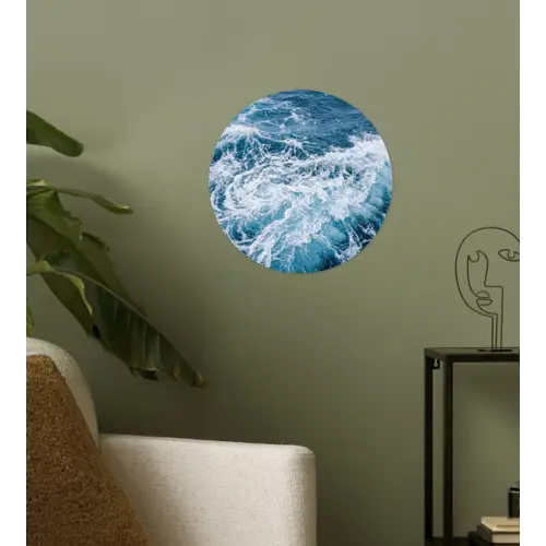 Golven - Oceaan - Blauw Wandcirkel behangsticker klein -sfeer2