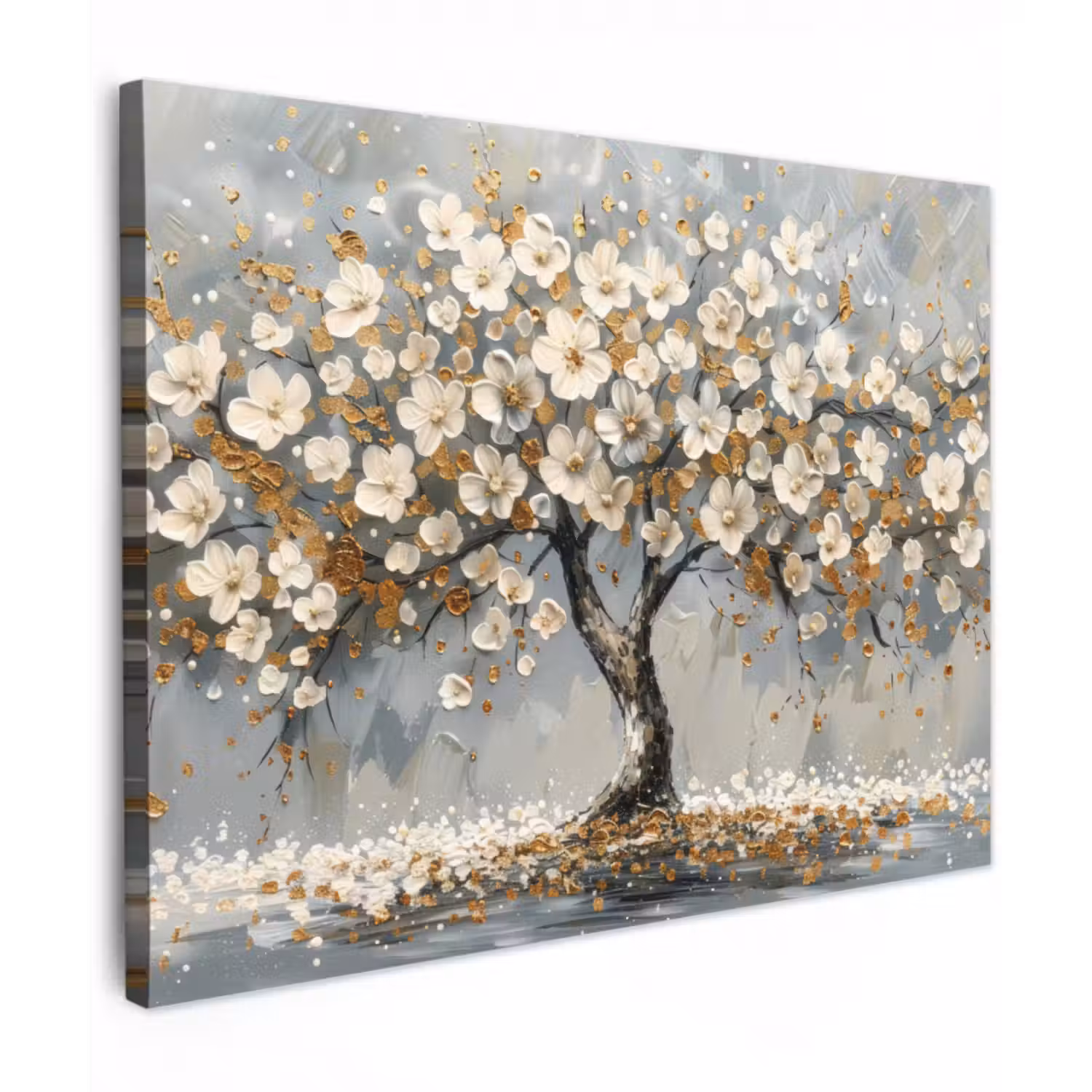 Tableau sur toile - Arbre - Fleurs - Blanc - Nature - Art