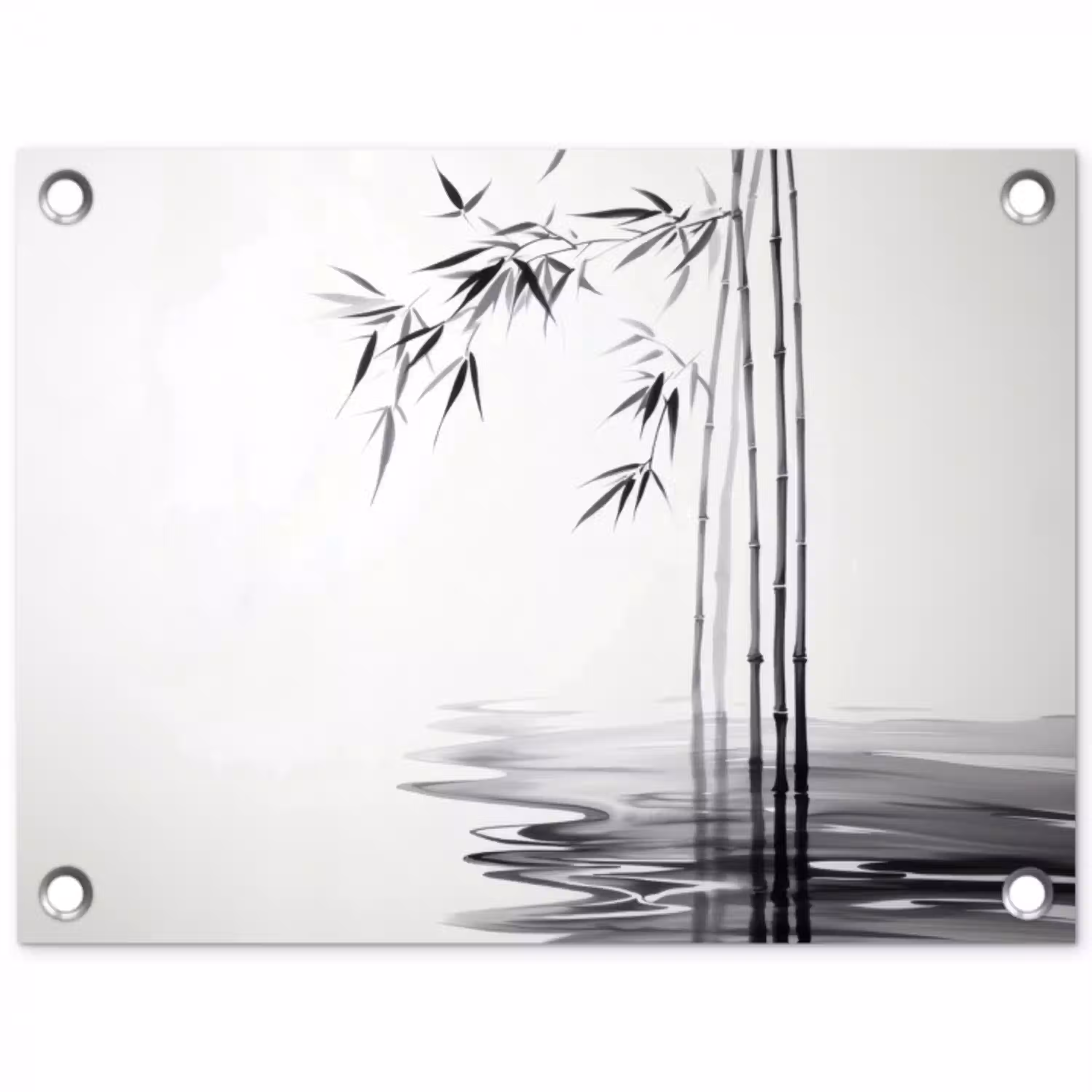 Bamboestammen - Water - Minimalistisch - Wit tuinposter los doek klein -3d