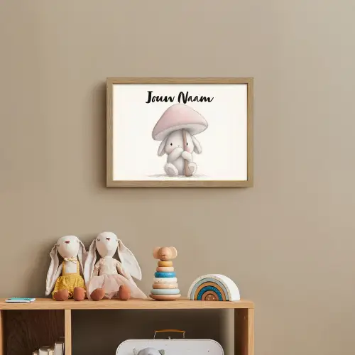 Paddenstoel - Konijn - Roze Light Box met batterij (Wandlamp kind) middel -sfeer2_kind