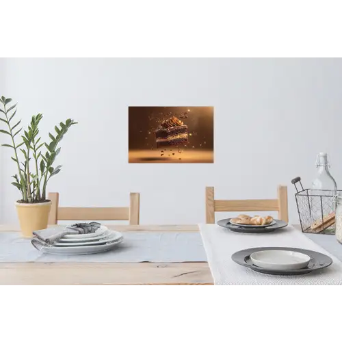 Taart - Chocolade - Eten - Brownie Muursticker klein -eettafel