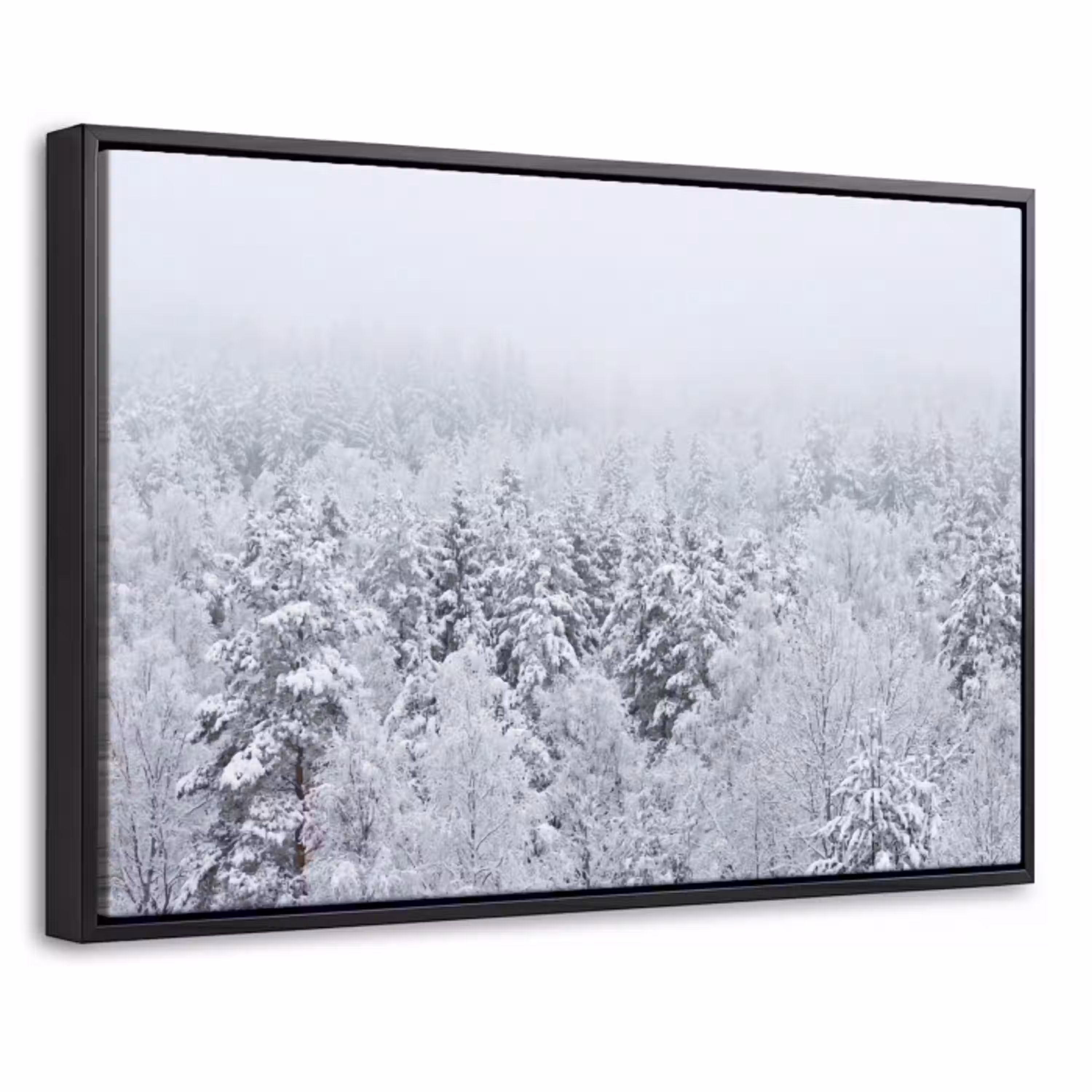Bos - Sneeuw - Winter - Natuur - Wit Canvas met baklijst klein -threedimensional_3d_global