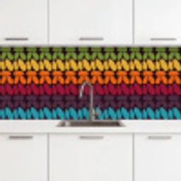 Haakpatronen - Retro - Regenboog keuken achterwand 2 middel 871 -3d