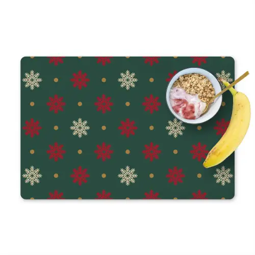Illustratie - Sneeuwvlokken - Groen Placemat vinyl groot 368 -zzzproduct_Kitchenyeah-website