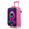 Space karate neon Kinderkoffer - Roze klein -productfoto_schuin