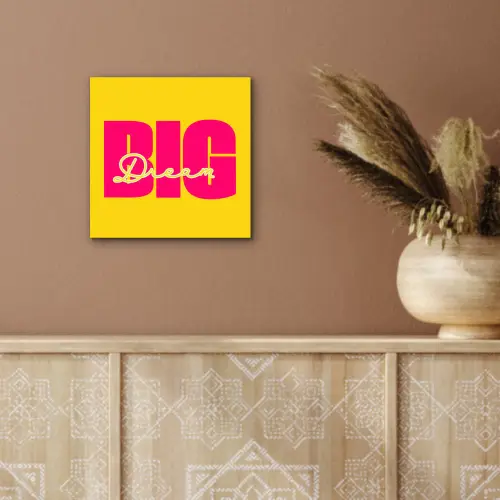 Dream big - Geel - Roze aluminium wit klein -sfeer4