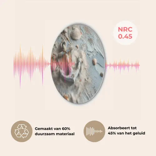 Anker - Hout - Schelpen - Zand Akoestische PET Vilt - Rond klein -USP_NL