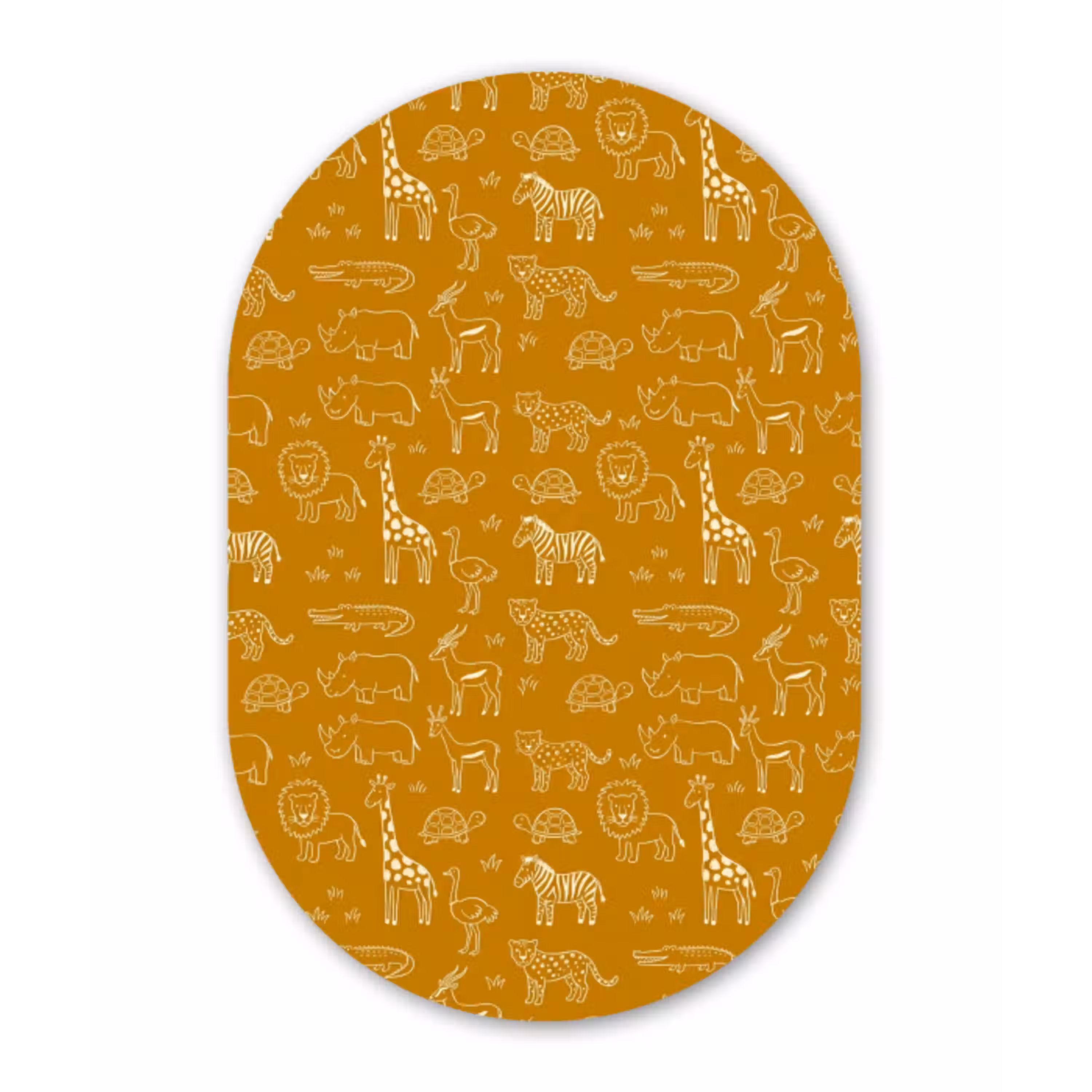 Dieren - Safari - Patroon - Kinderlijk - Oker Wandcirkel Ovaal Forex klein -3d