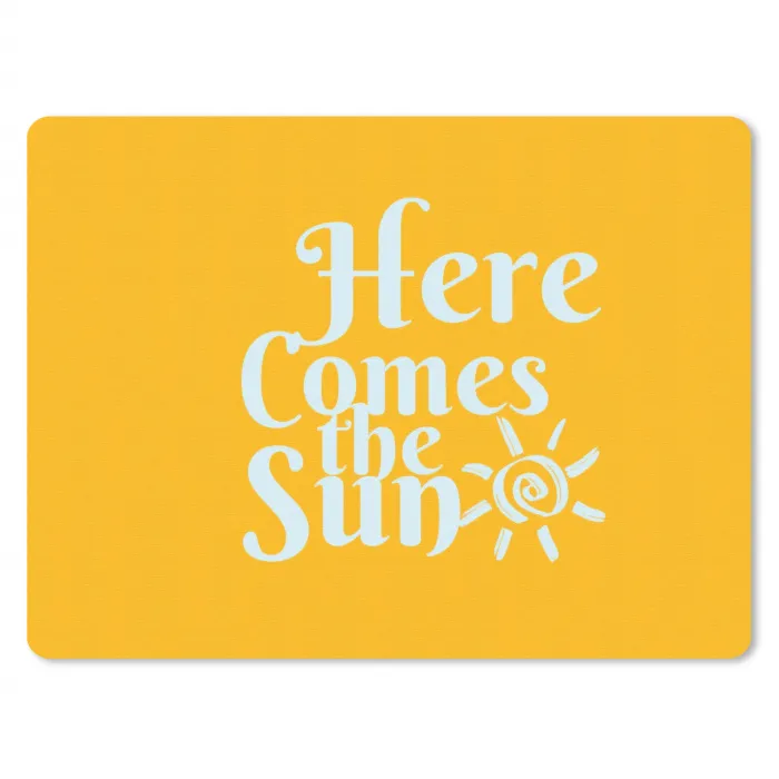 Geel - Blauw - Here comes the sun muismat rubber klein -3d