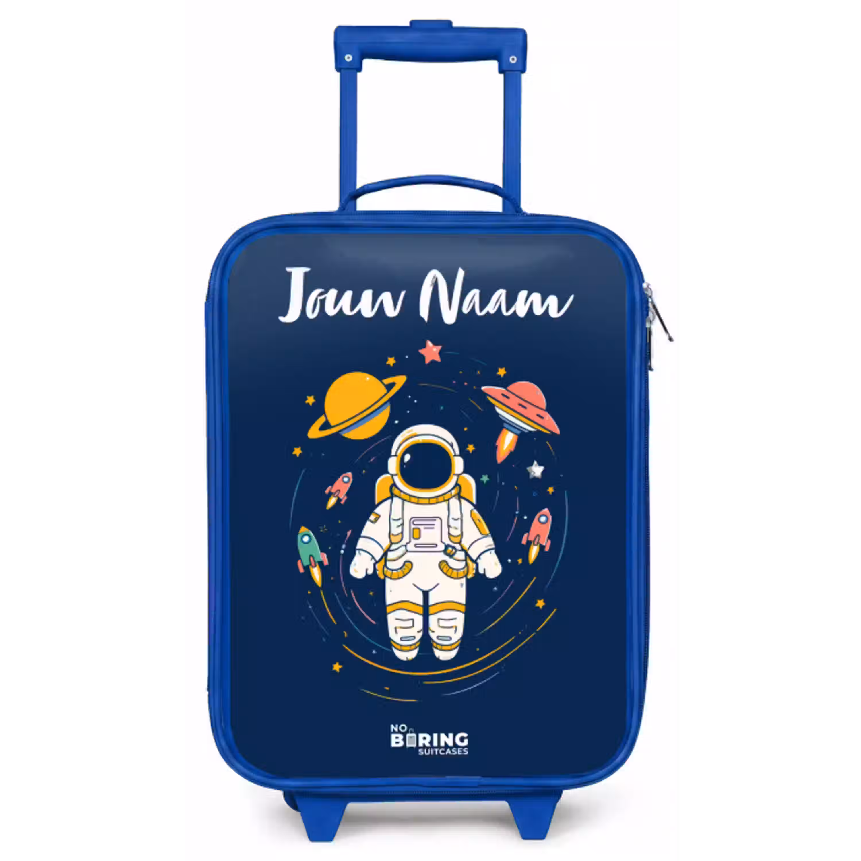 Astronaut - Planeet - Sterren - Raket Kinderkoffer - Blauw klein -zz3dotto