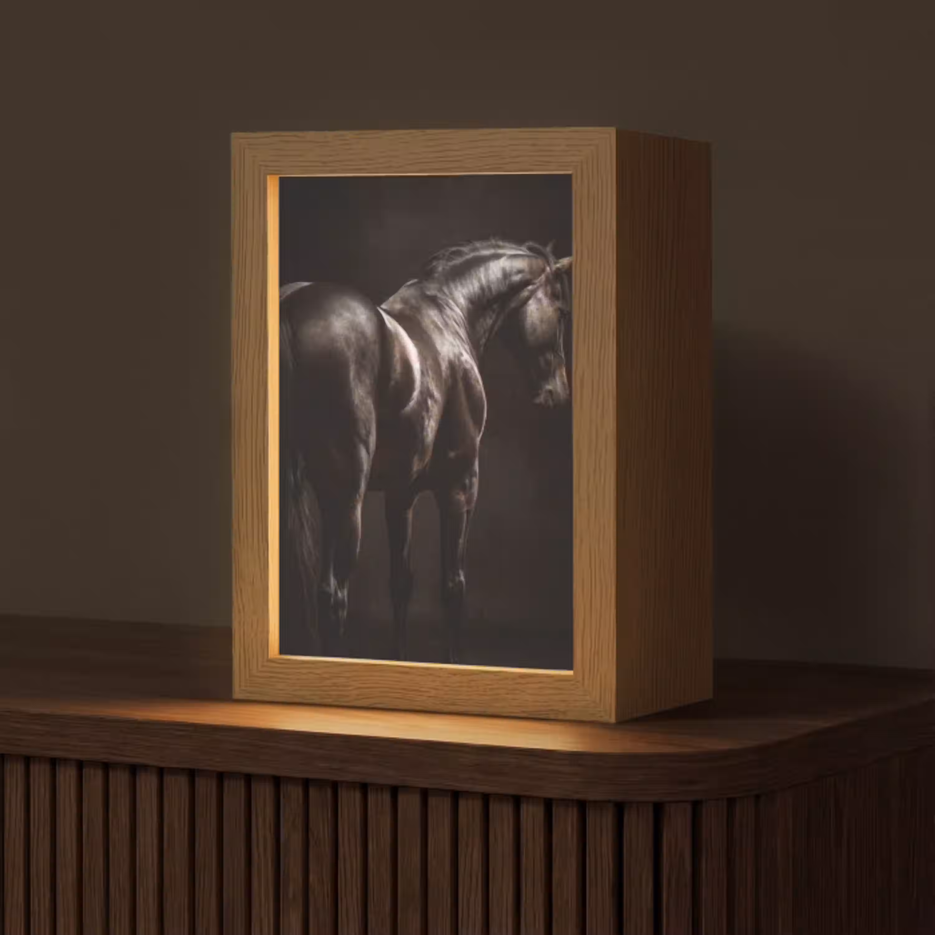 Krachtig - Paard - Donker Light Box met kabel (Tafellamp) klein -z3d_website