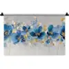 Bloemen - Blauw - Abstract Wandkleed katoen klein -zz3d