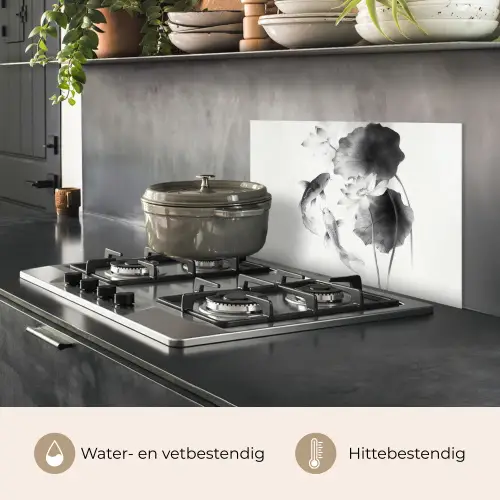 Lotusbloemen - Vissen - Bladeren - Zwart keuken achterwand spatscherm klein -usp_NL