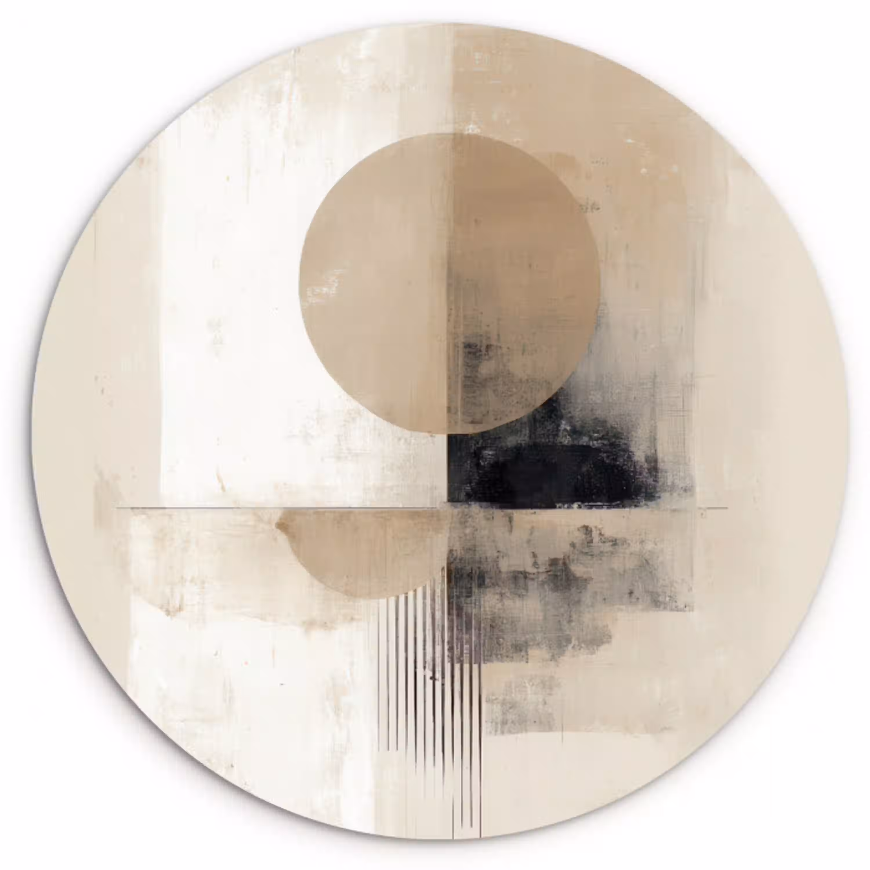 Cirkel - Compositie - Diepte - Beige Wandcirkel kunststof plaat 5mm dik klein -3d