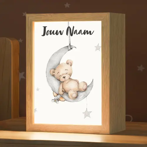 Beer - Maan - Sterren - Kinderen Light Box met kabel (Kinderlampje) klein -zzz_3d_website